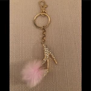 SOLD - Gold & pink High heel shoe keychain